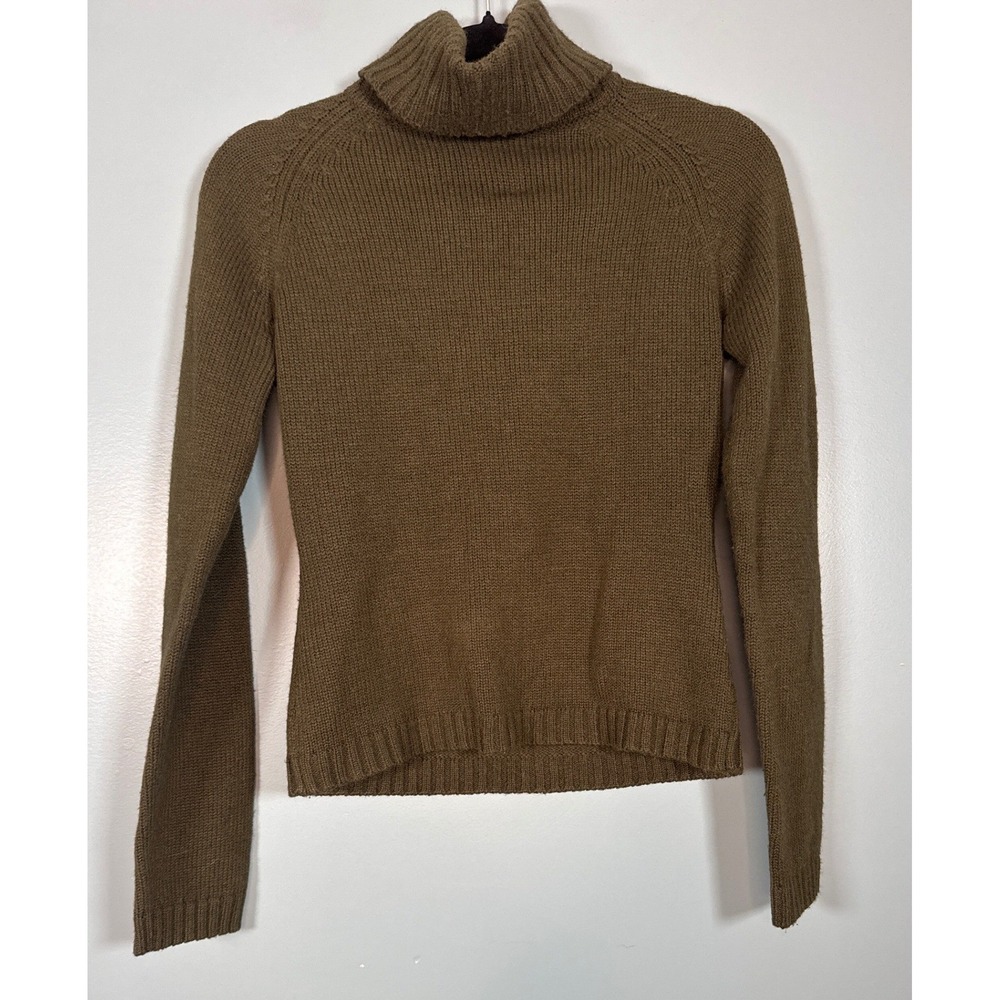 ZARA Women's Olive Green Wool Blend Knit Turtleneck Sweater Long Sleeve Size M